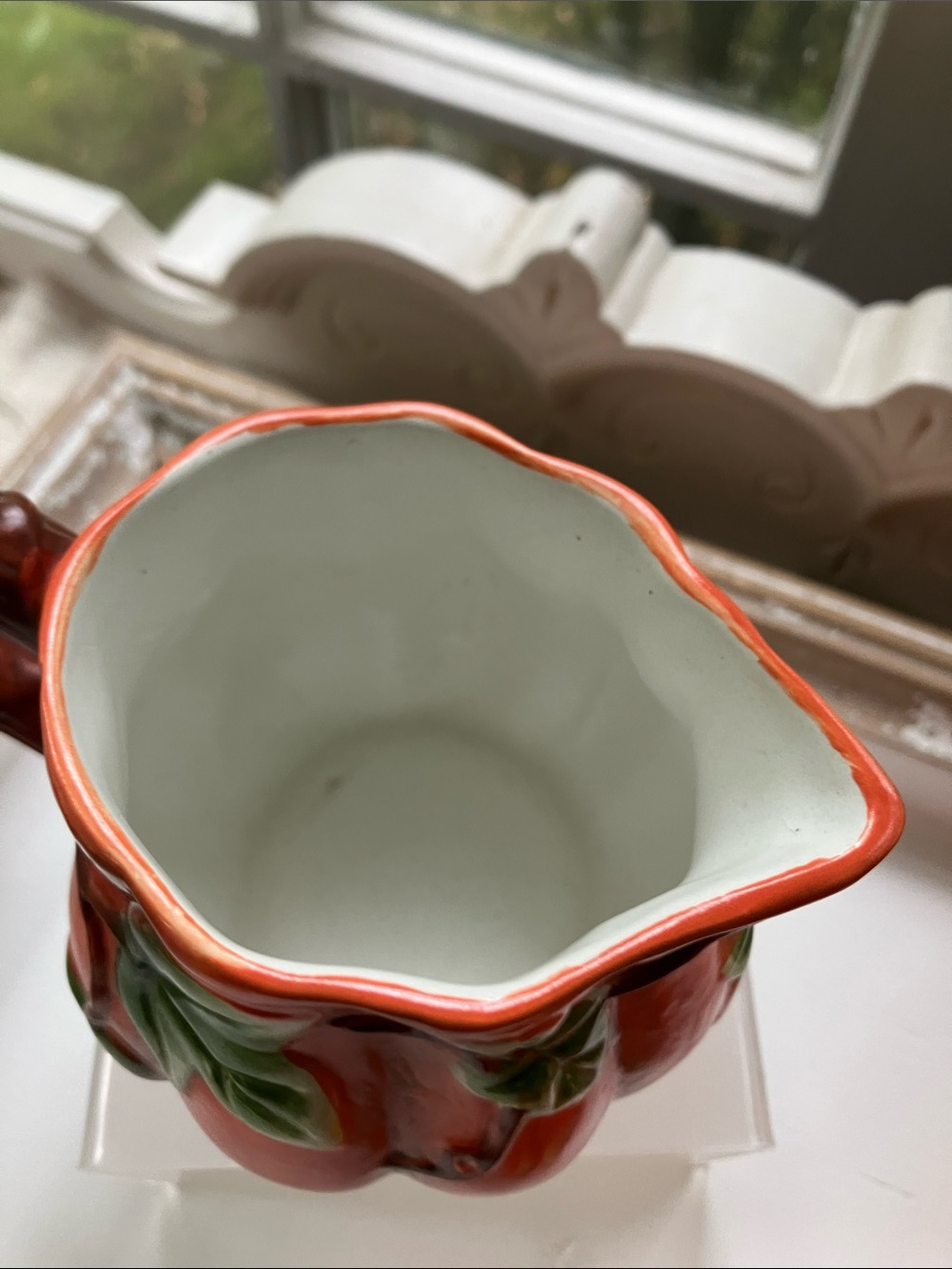 Autumn Pumpkin Ceramic Tea Set – Orange with Green Leaf Accents - Picture 8 of 11